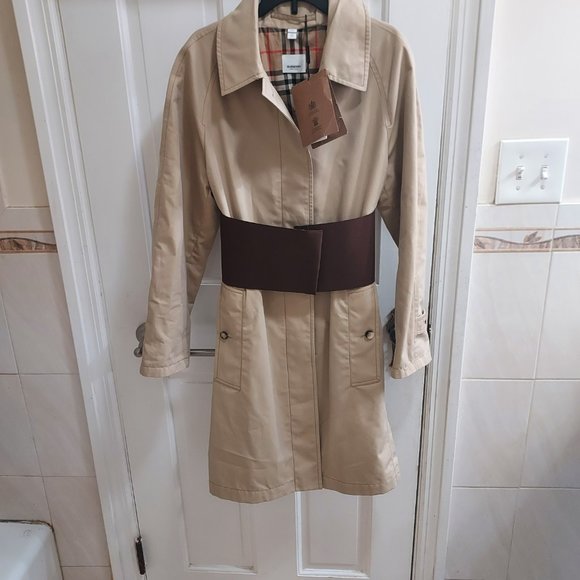 BURBERRY Beige Belted Cotton Corset Gabardine Trench Coat - Picture 1 of 14